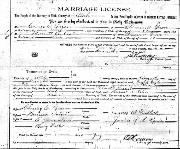 Charles E Green marriage