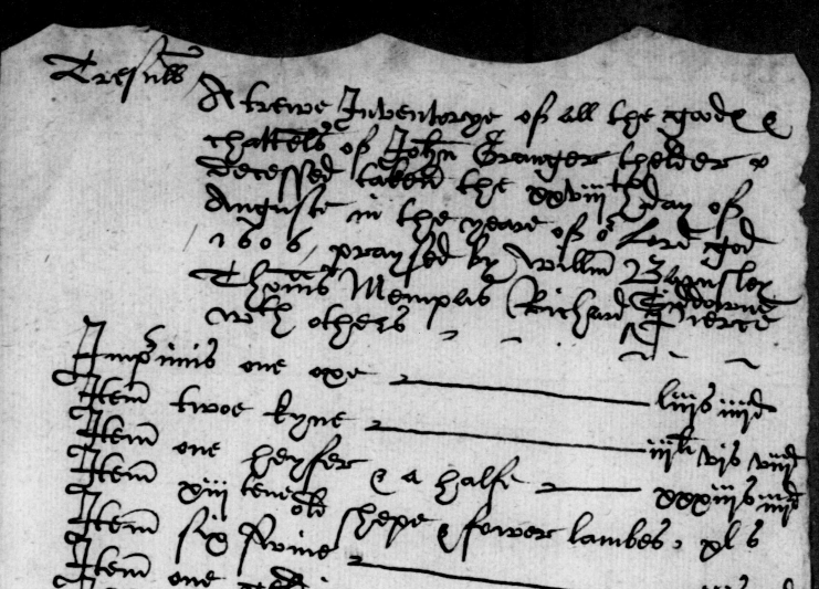 John Granger inventory 1606