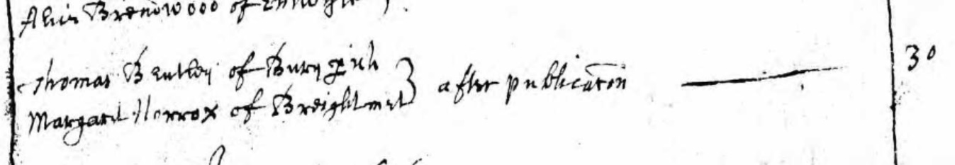Thomas Bentley marriage 1688