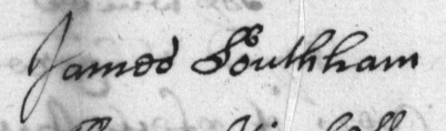 James Southam signature 1711