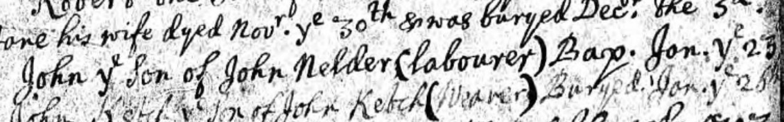 John Nelder baptism 1703