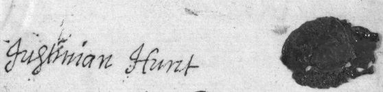 Justinian Hunt signature 1754