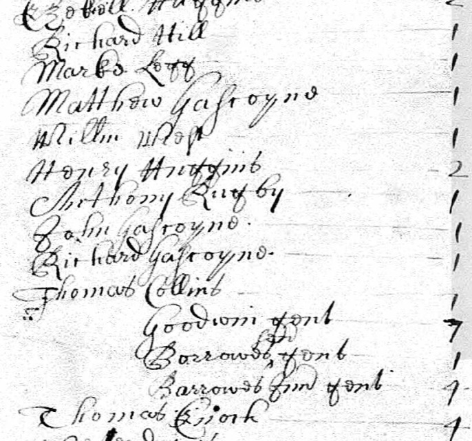 Richard
        Gascoigne hearth tax 1663