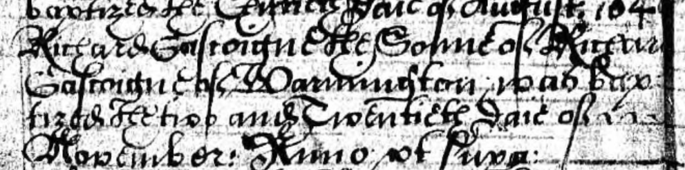 Richard Gascoigne baptism 1640