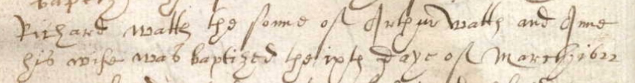 Richard Watts baptism 1623