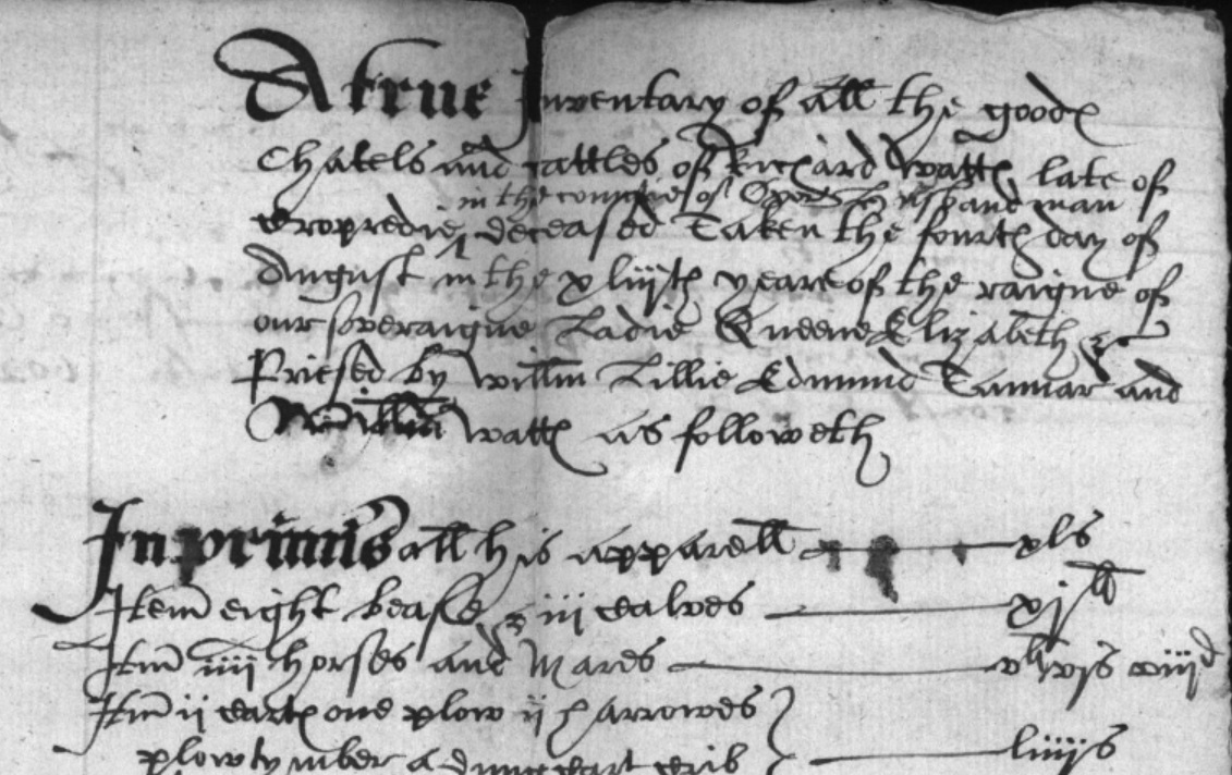 Rychard Watts inventory 1602