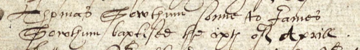 Thomas Southam baptism 1609