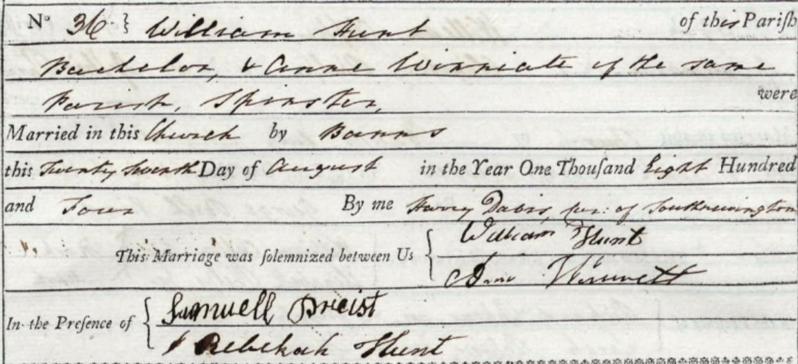 William Hunt marriage