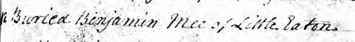 Benjamin Mee burial