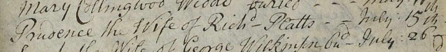 Prudence Platts burial