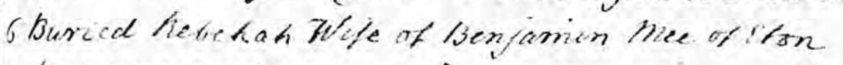 Rebecca Mee burial